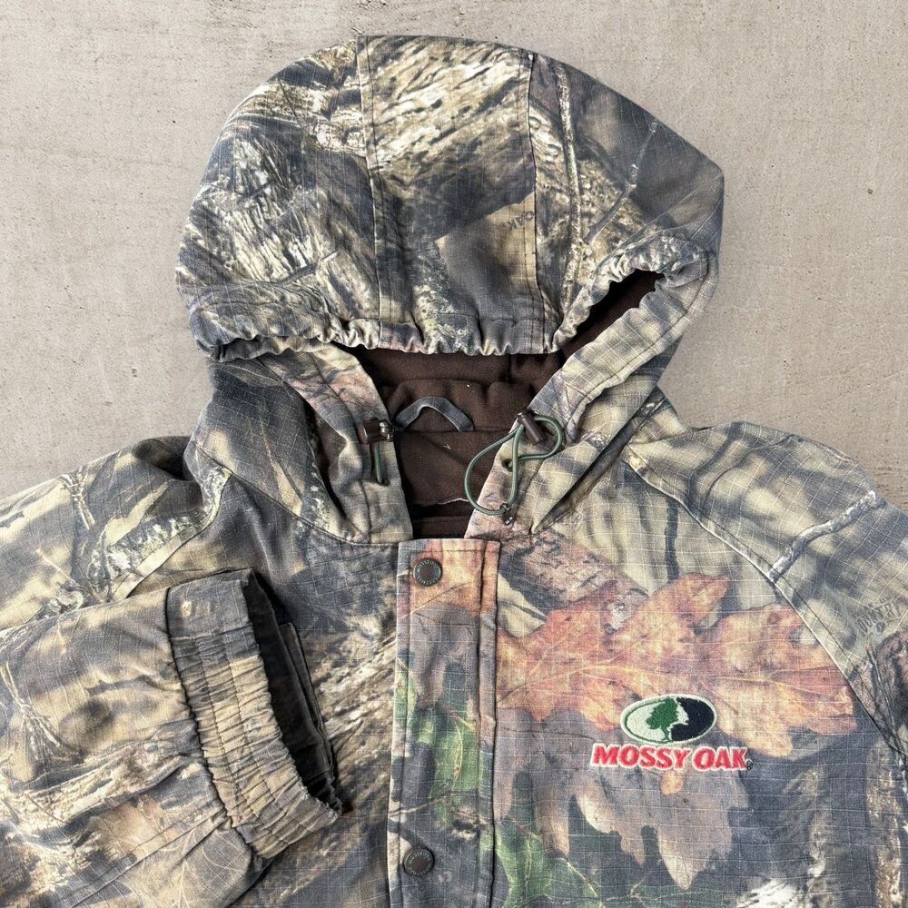 Mossy Oak Camo Jacket Mens XXL Full Zip Lined Hoodie Hunting Outdoors Y2K